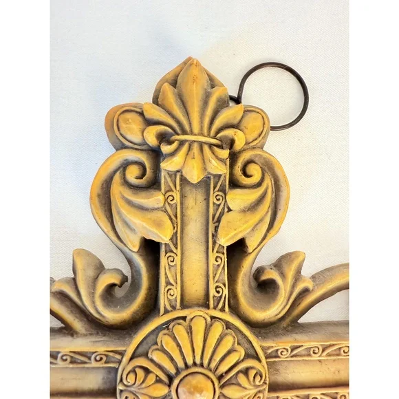 Ornate Gold Decorative Floral Fleur-de- lis Hanging Hook Baroque Wall Cross - Picture 10 of 13